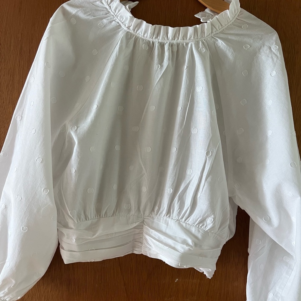 Maeve White Textured Blouse